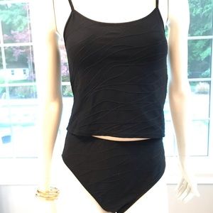 Cherokee Black Tankini 2 Piece Bikini High Rise